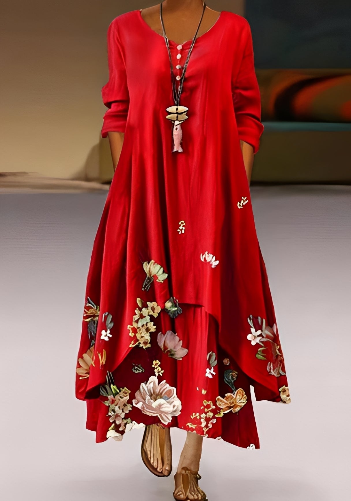 Schön - Elegantes und fließendes Kleid mit Muster für Frauen