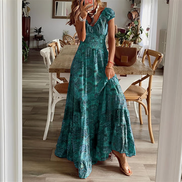 Christina - Maxikleid im Boho-Stil mit Blumenmuster für Frauen