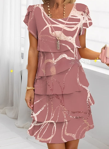Caroline - Elegantes Kurzarm-Kleid mit Volants für Frauen