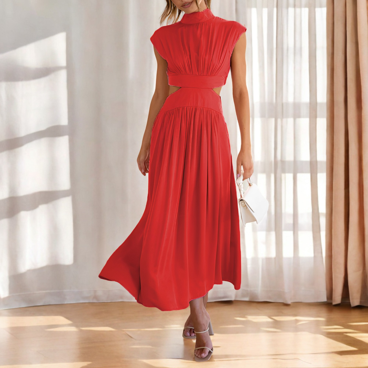 Christina - Maxikleid lässig mit Taillenausschnitt für Damen