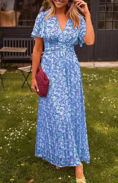 Rachel - Langes elegantes Kleid mit V-Ausschnitt für Frauen