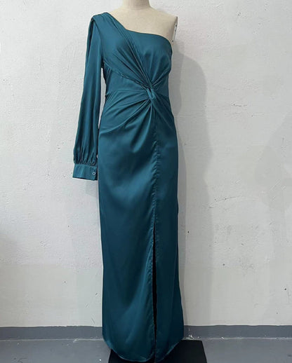 Helena - Elegantes Kleid mit einer Schulter und Schlitz für Frauen