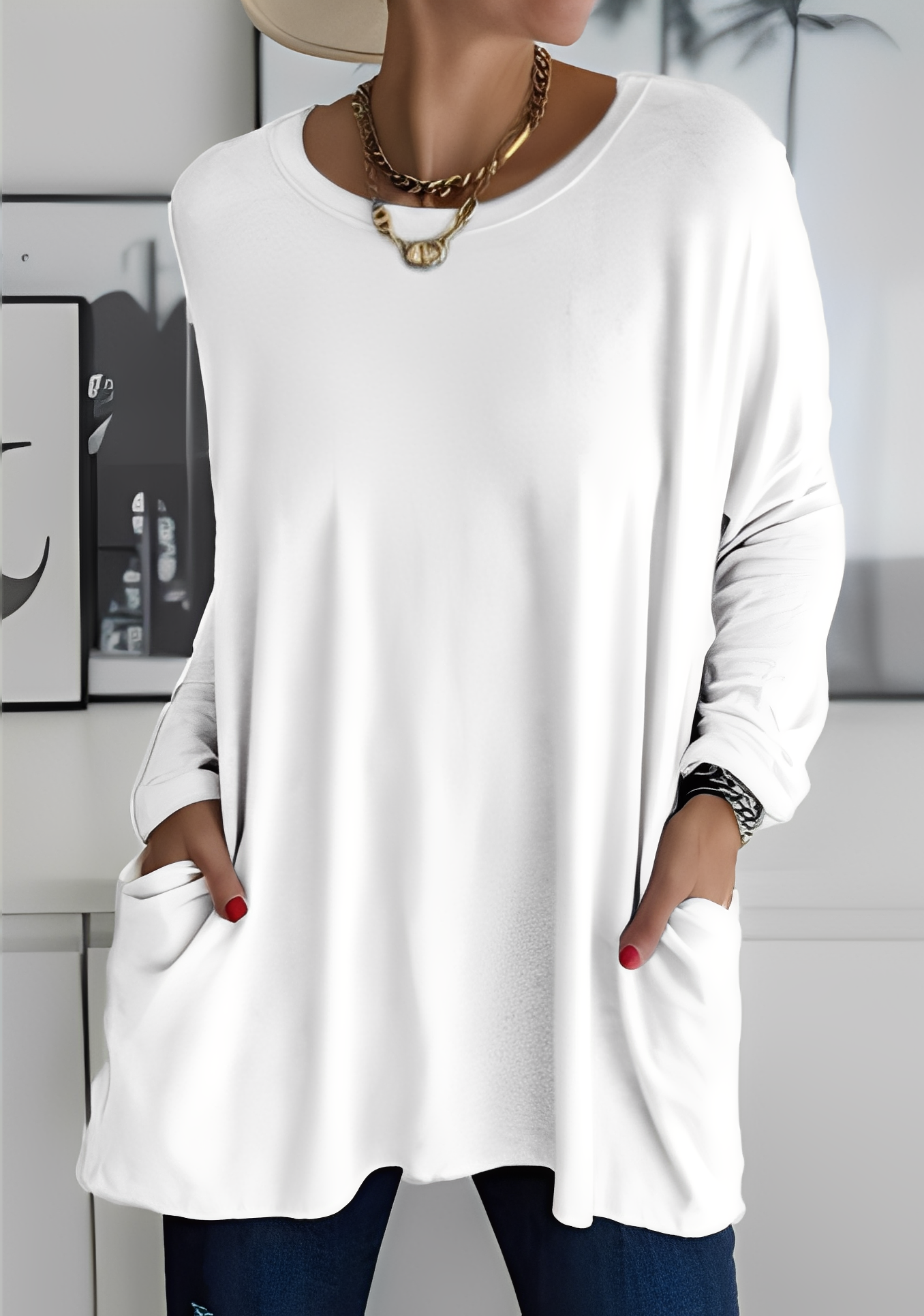 Krystle - Damen-Shirt mit langen Ärmeln und Taschen für Komfort