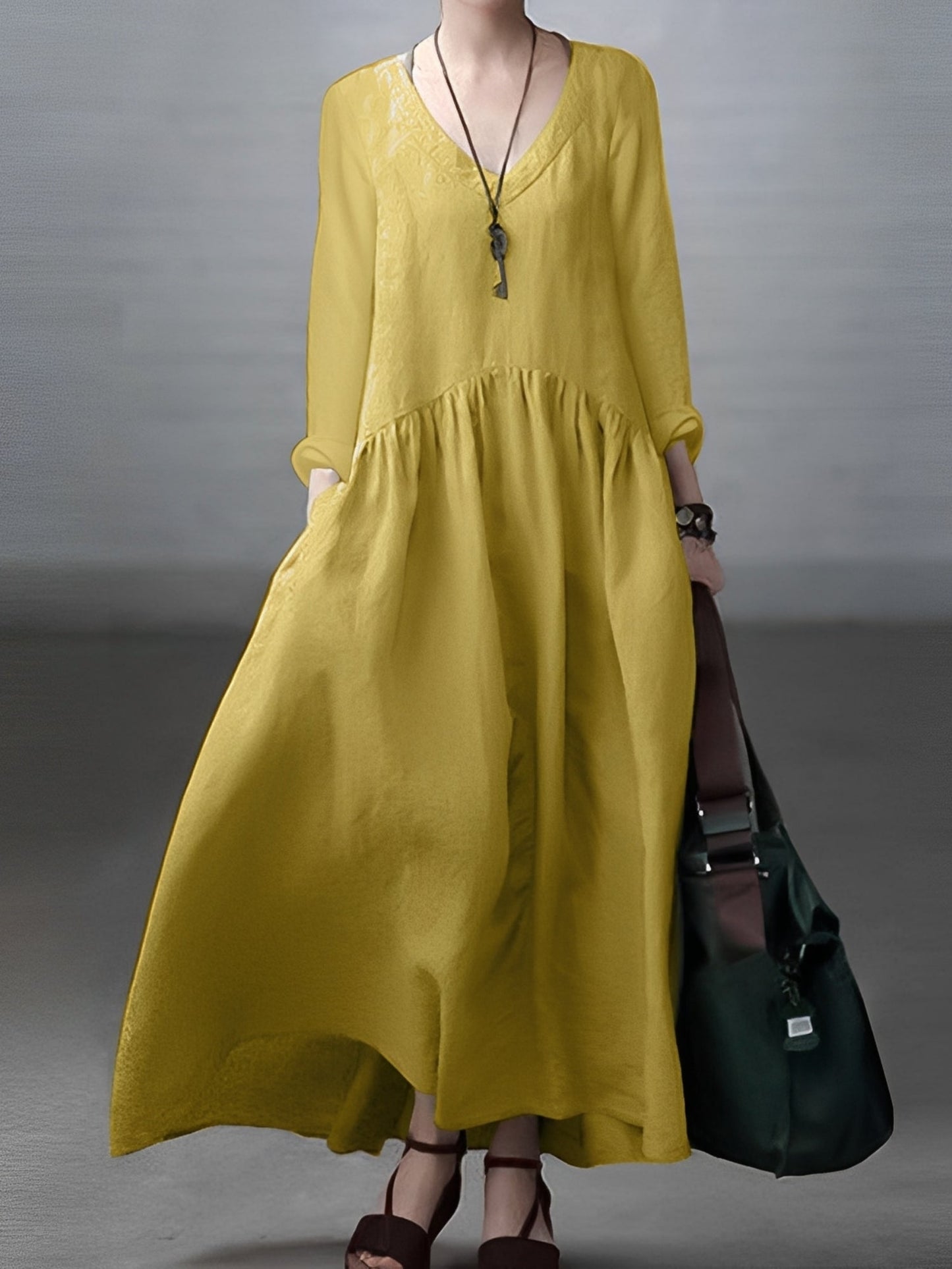Lindy - Lockeres und legeres Kleid mit V-Ausschnitt für Frauen