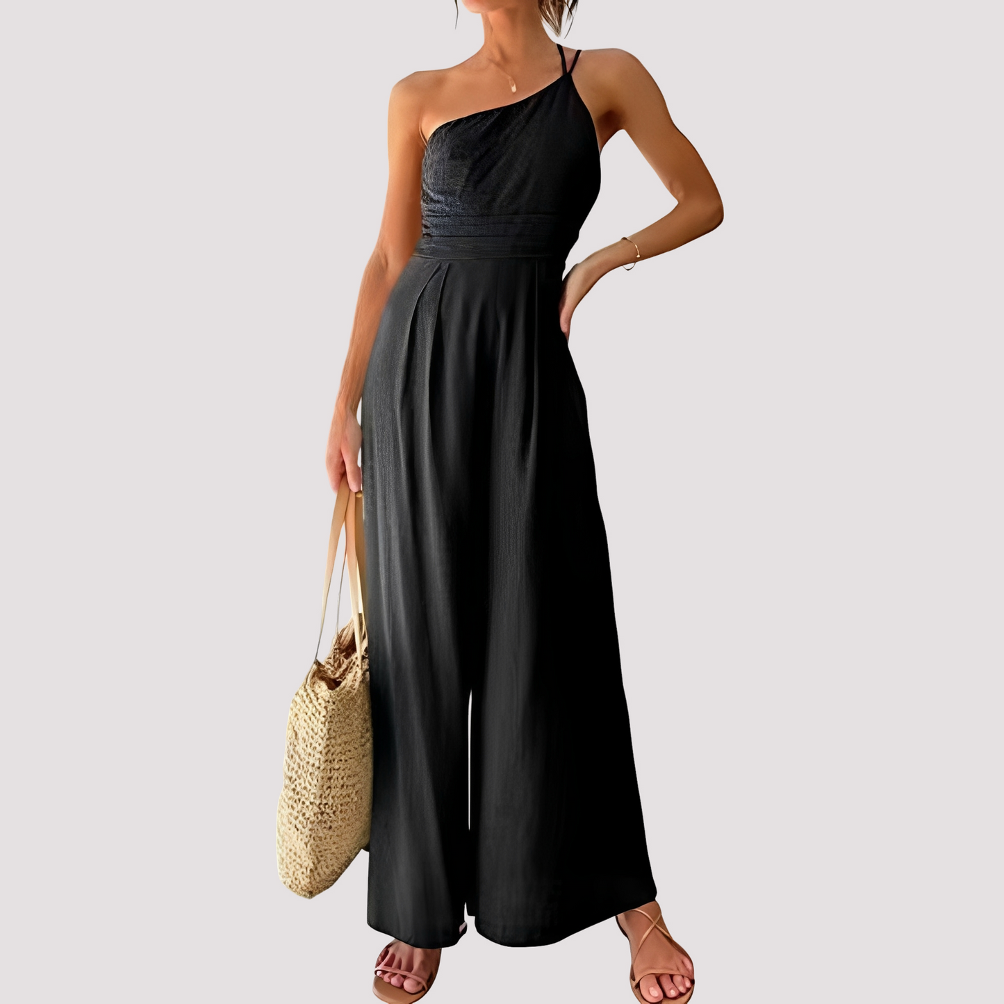 Carla - Eleganter Damen-Overall mit einer Schulter und weiten Beinen
