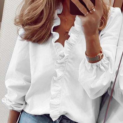 Martha - Elegante Bluse mit Volants und V-Ausschnitt für Frauen