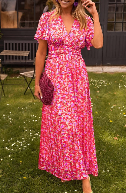 Rachel - Langes elegantes Kleid mit V-Ausschnitt für Frauen