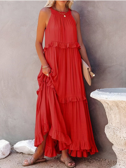 Zanna - Elegantes ärmelloses Kleid mit Volants für Frauen