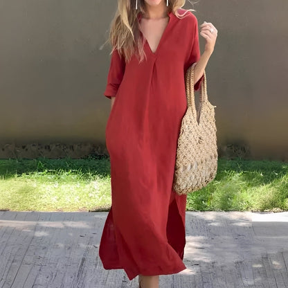 Lucie - Lockeres und luftiges Kleid mit V-Ausschnitt für Frauen