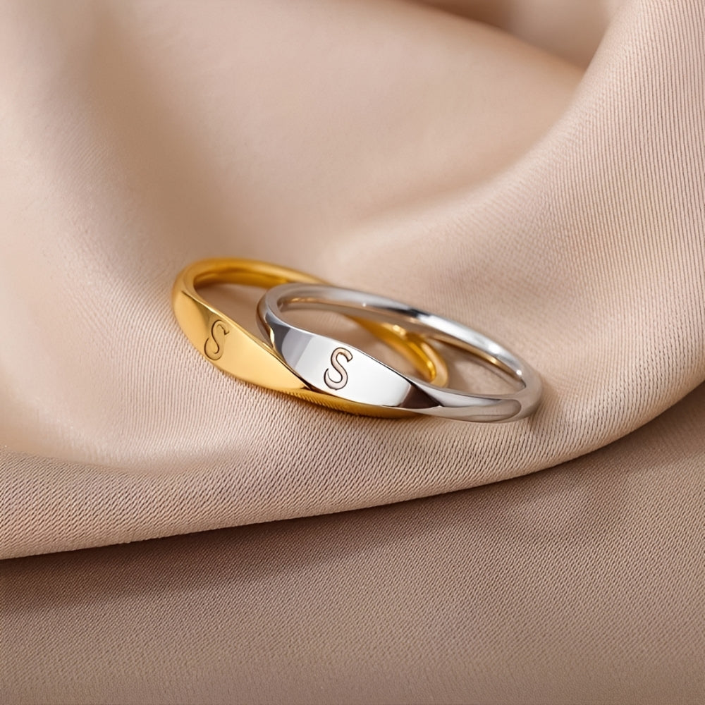 Minimalistischer Namensring | Ring mit graviertem Anfangsbuchstaben