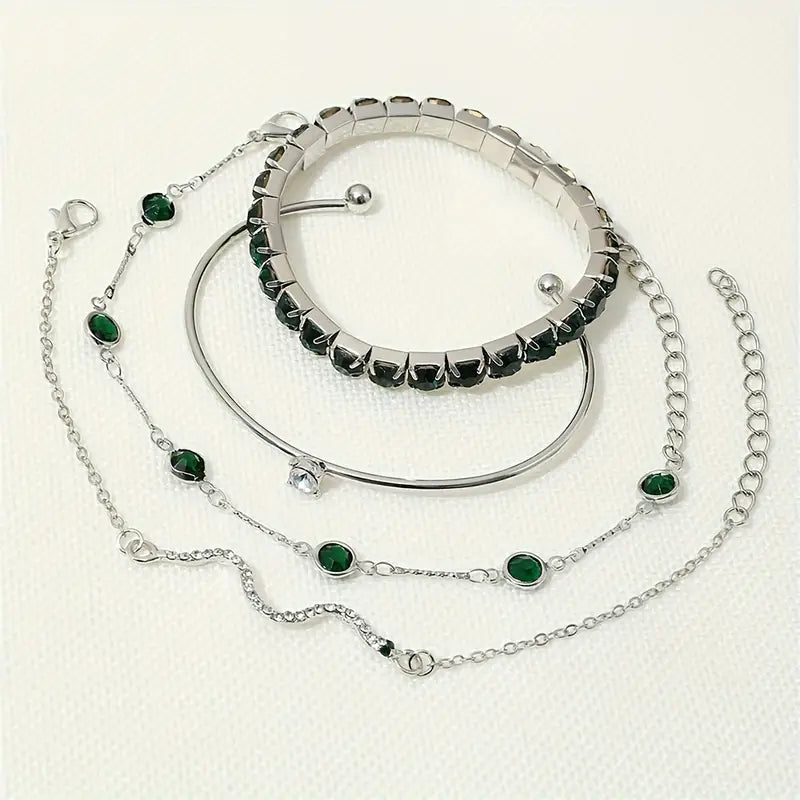 Camille – Elegantes Armband-Set mit grünen Steinen