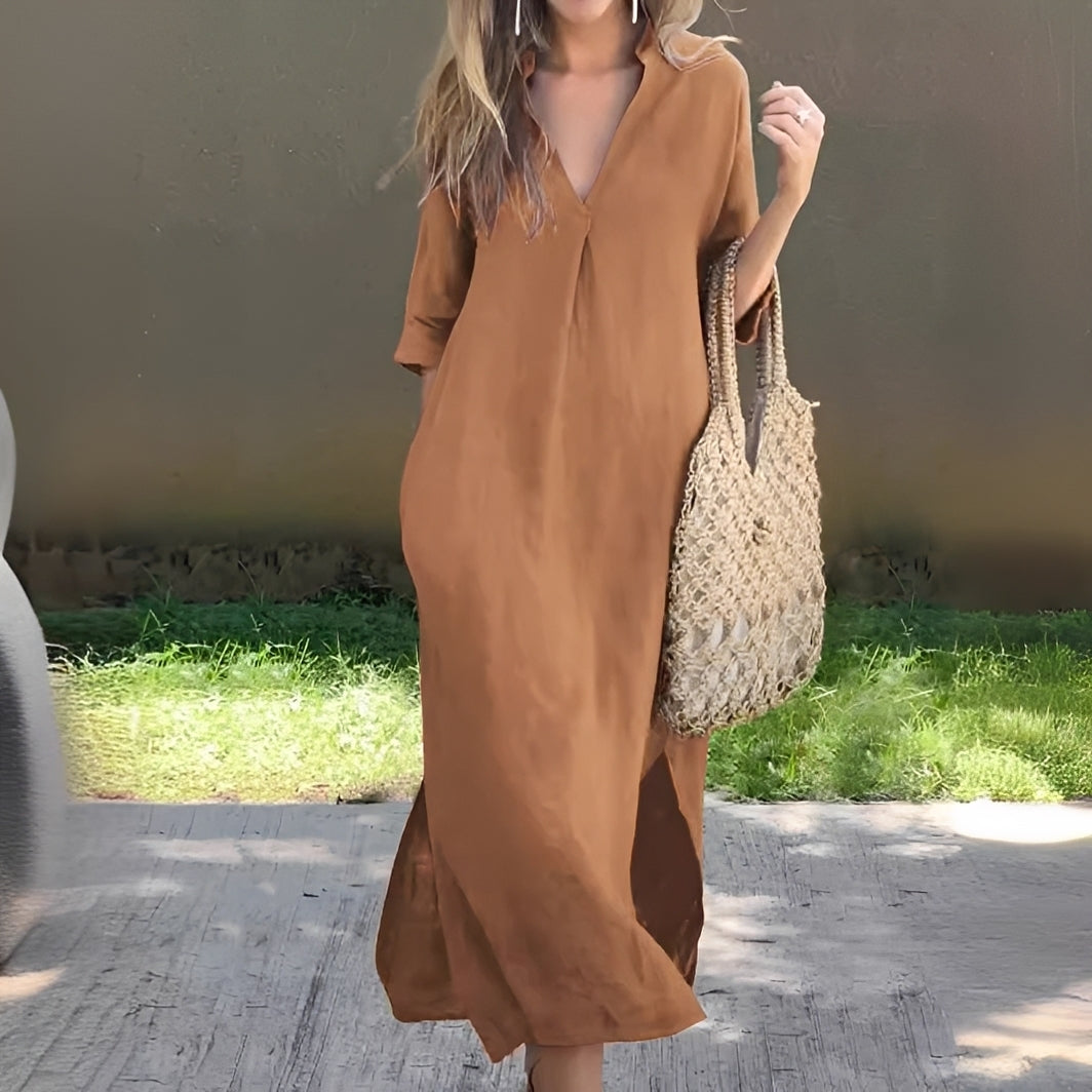 Lucie - Lockeres und luftiges Kleid mit V-Ausschnitt für Frauen