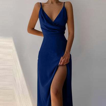 Angela - Elegantes Kleid mit Trägern und Schlitz für Frauen