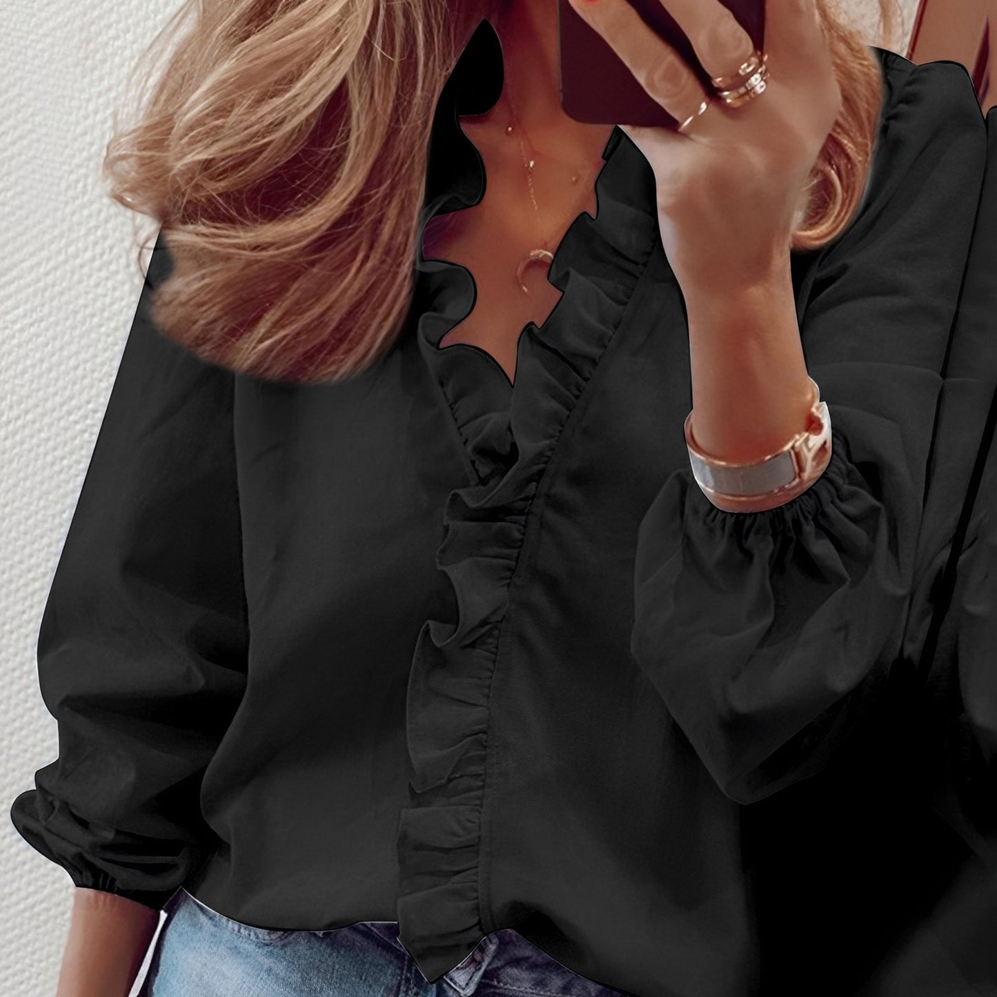 Martha - Elegante Bluse mit Volants und V-Ausschnitt für Frauen