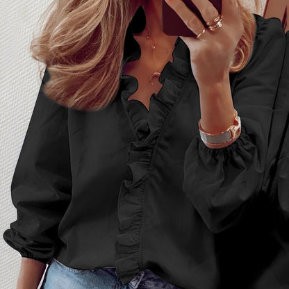 Martha - Elegante Bluse mit Volants und V-Ausschnitt für Frauen