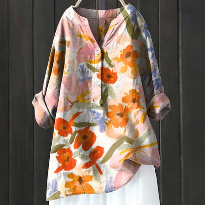 Annie - Elegante Bluse mit Blumenmuster und halber Knopfleiste für Frauen
