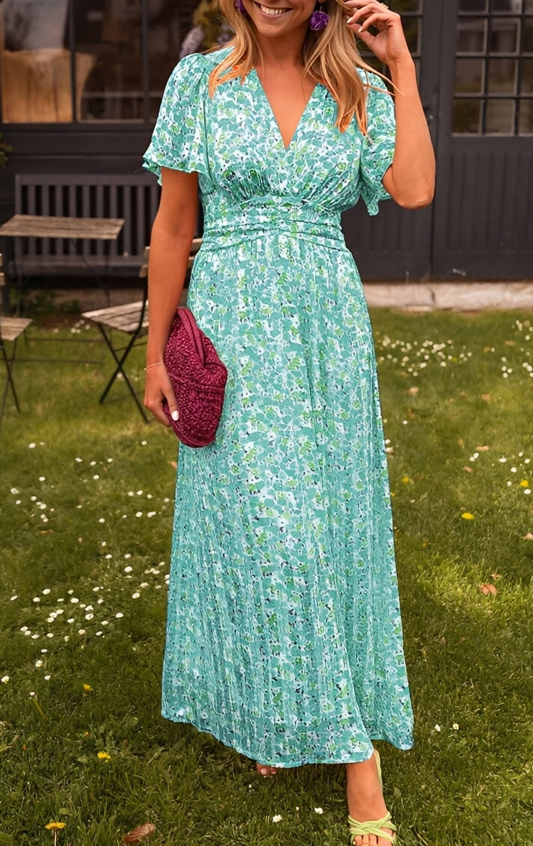 Rachel - Langes elegantes Kleid mit V-Ausschnitt für Frauen
