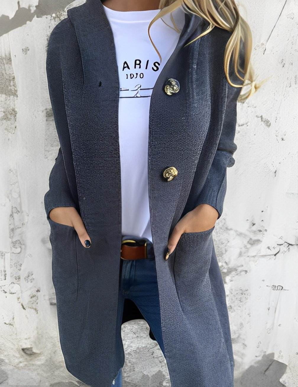 Suzanna - Langer, lässiger Damen-Cardigan mit Kapuze