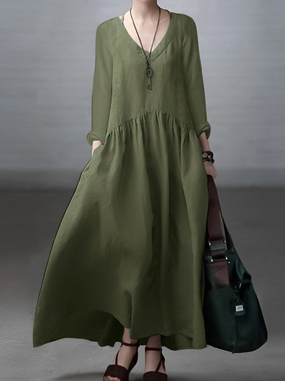 Lindy - Lockeres und legeres Kleid mit V-Ausschnitt für Frauen