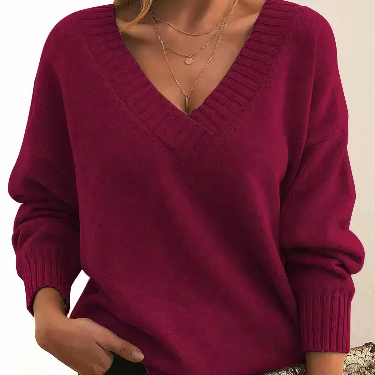 Leocadia - Eleganter V-Ausschnitt-Pullover