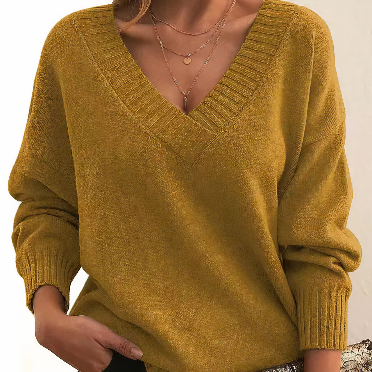 Leocadia - Eleganter V-Ausschnitt-Pullover