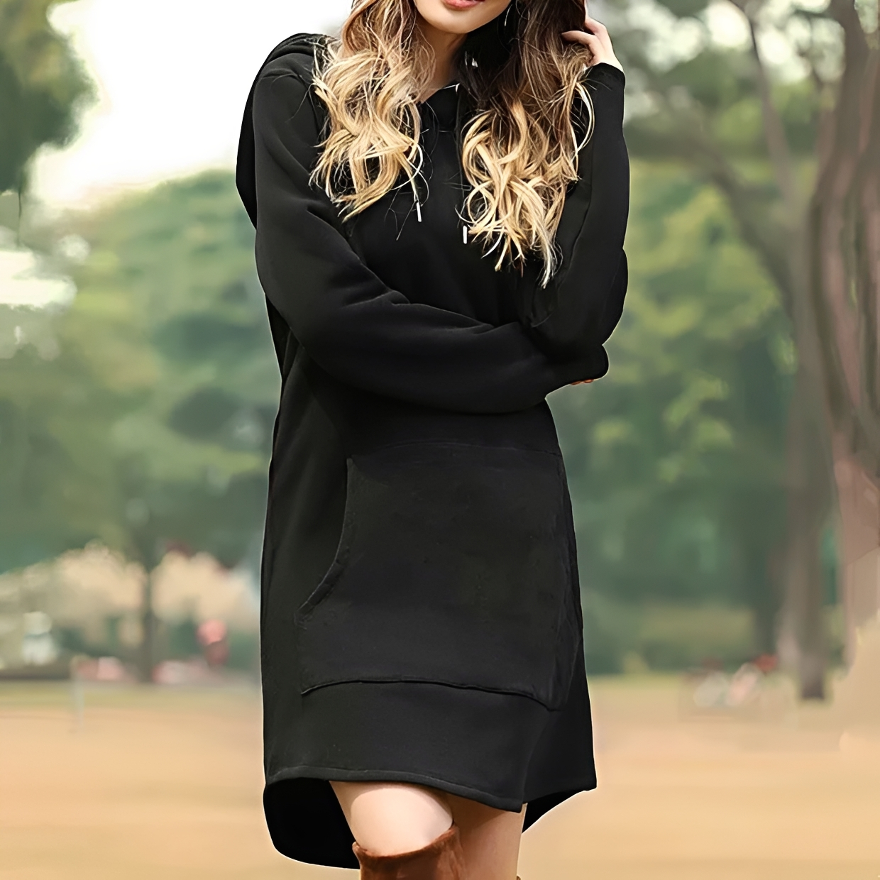 Juris - Modisches kurzes Kleid mit Kapuze