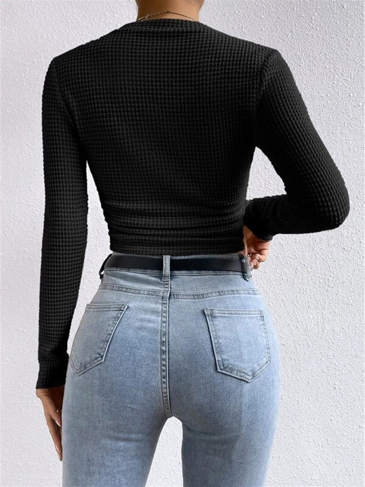 Tessa – Slim-Pullover im Waffelmuster