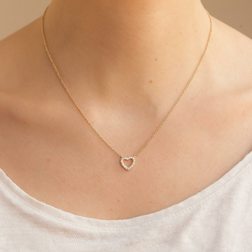 Kleines Liebes-Halsband - Herz-Halsband aus Gold und Schmucksteinen