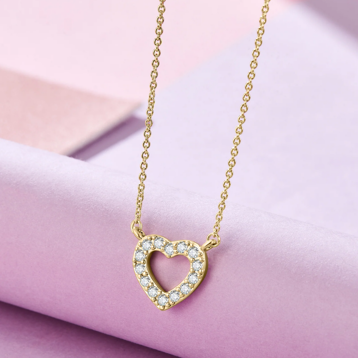 Kleines Liebes-Halsband - Herz-Halsband aus Gold und Schmucksteinen