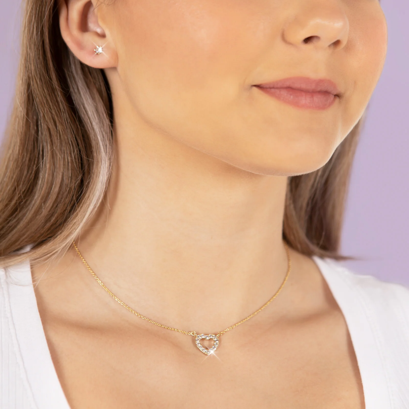 Kleines Liebes-Halsband - Herz-Halsband aus Gold und Schmucksteinen