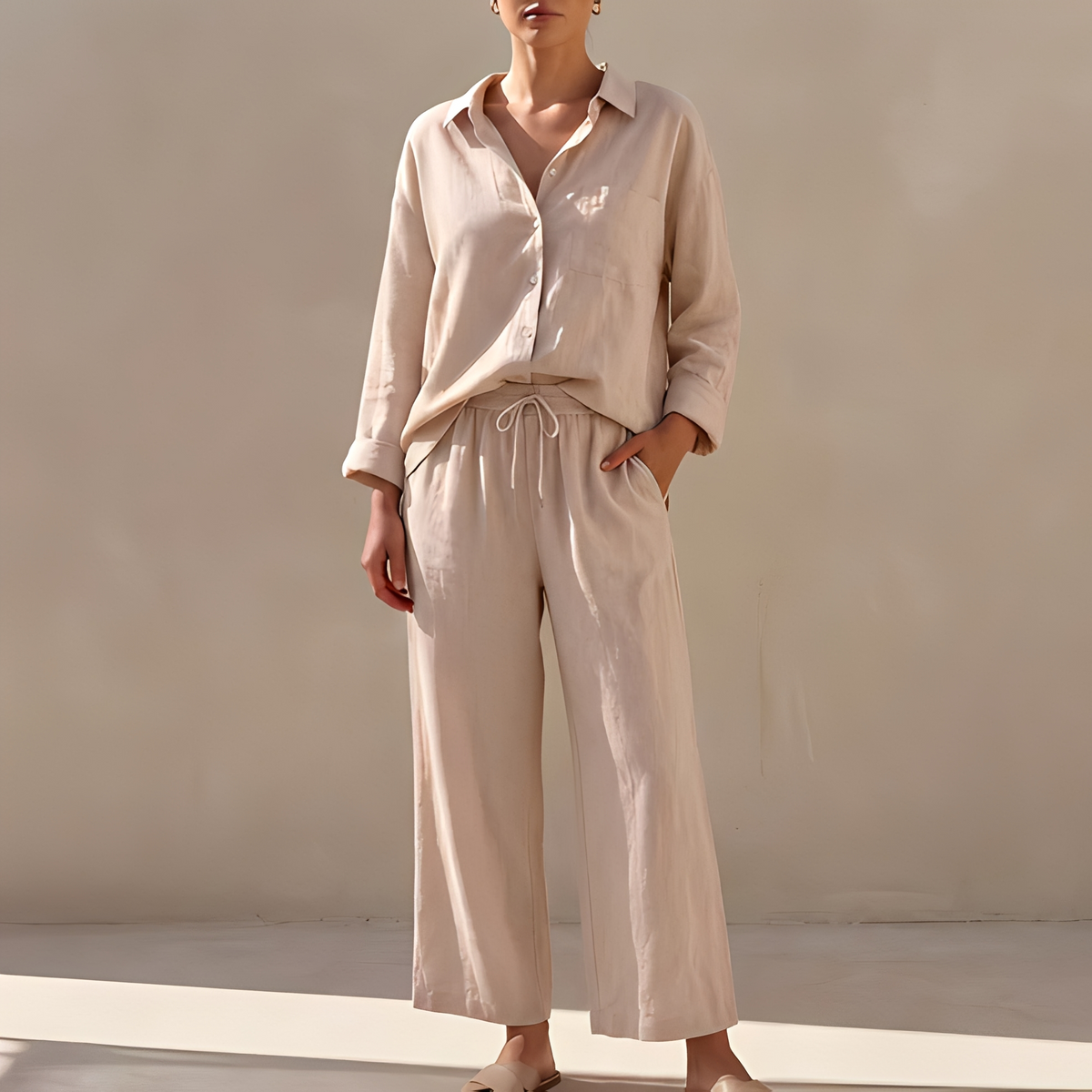 Genzel - Ensemble Hemd mit Knöpfen und Hose für Frauen