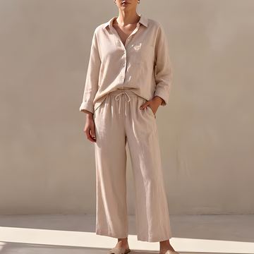 Genzel - Ensemble Hemd mit Knöpfen und Hose für Frauen