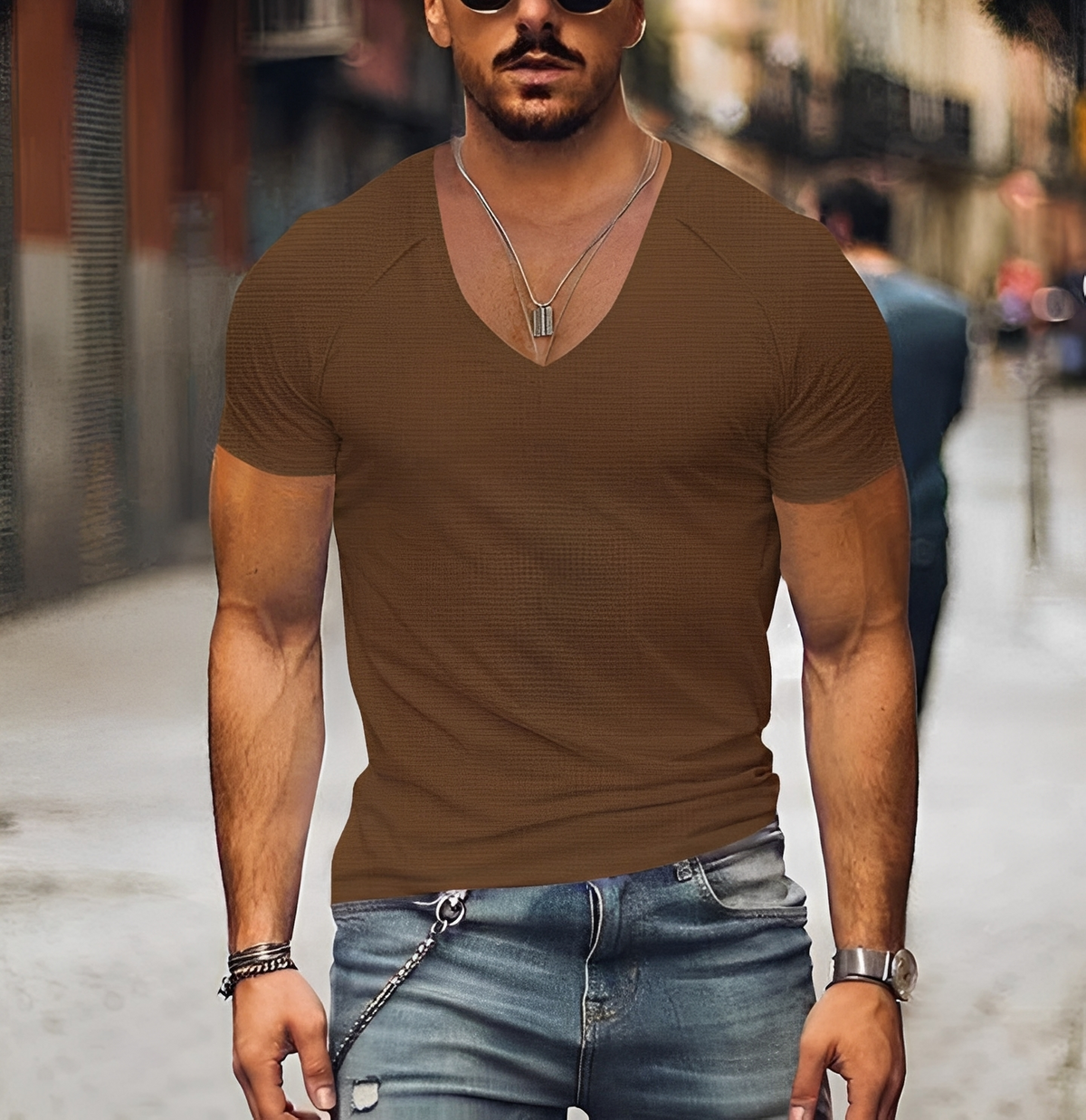 Rojan - Modernes T-Shirt mit V-Ausschnitt für Herren