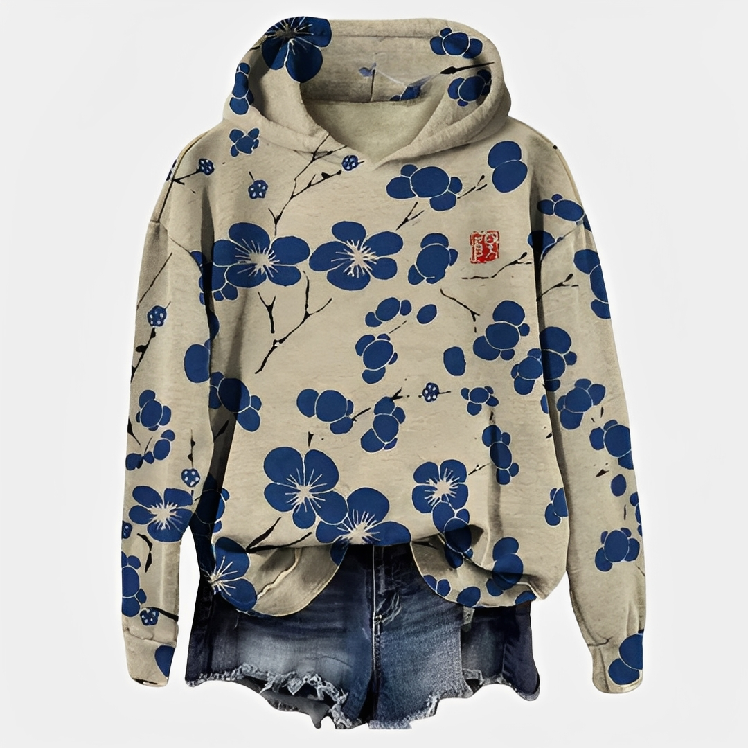 Emelyn - Damen Hoodie mit Blumen-Detail