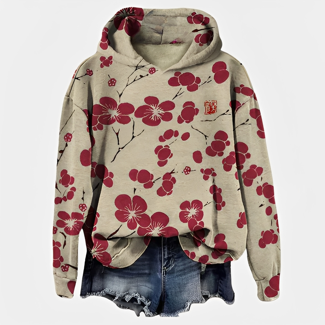 Emelyn - Damen Hoodie mit Blumen-Detail