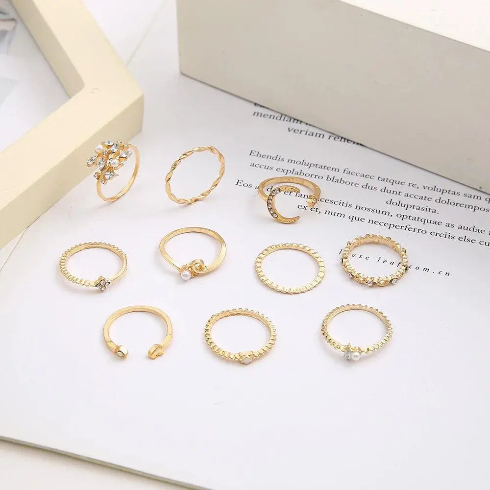 Savana – Set aus 10 Boho-Ringen in Silber- und Goldnuancen