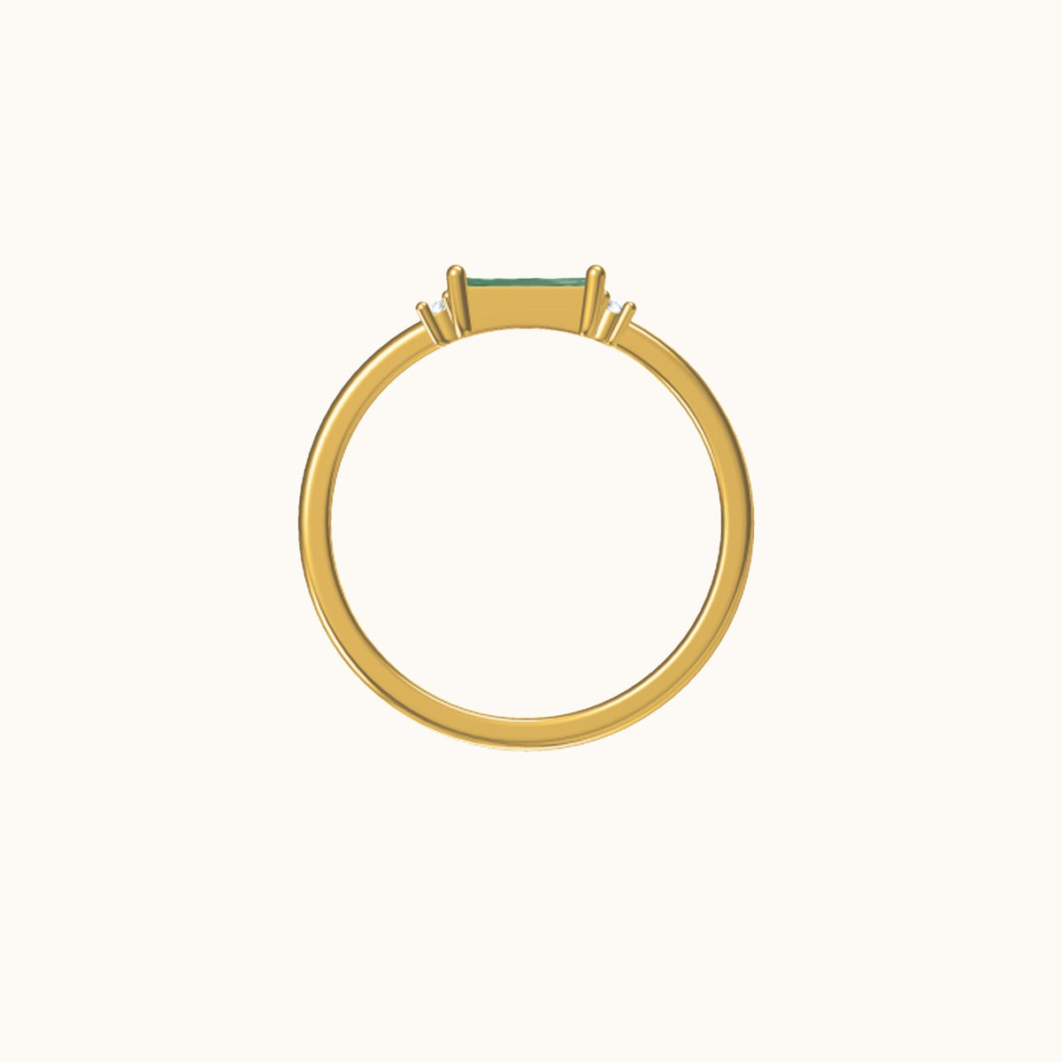 Fen - Sanfter Baguette-Ring mit grünem Zirkonia