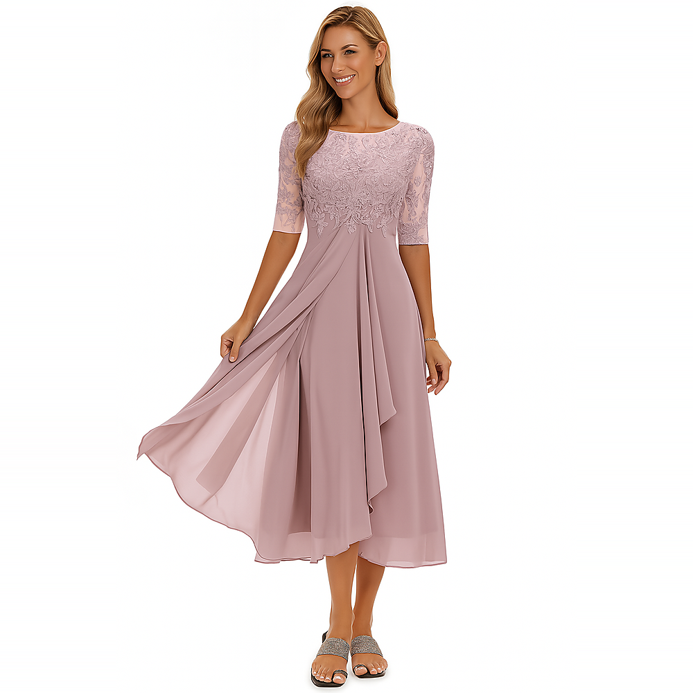 Ximena - Stilvolles Damenkleid mit Spitze bis zum Knie