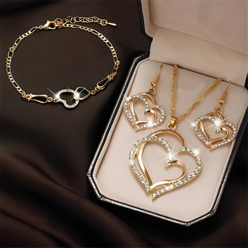 Celia – Romantisches Schmuckset mit Halskette und Ohrringen in Gold