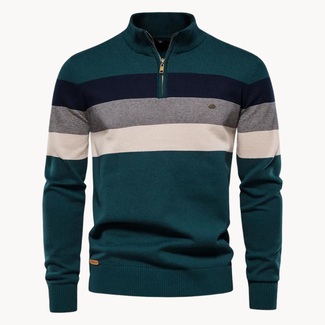 Aurullo - Komfortabler Pullover mit halbem Reißverschluss