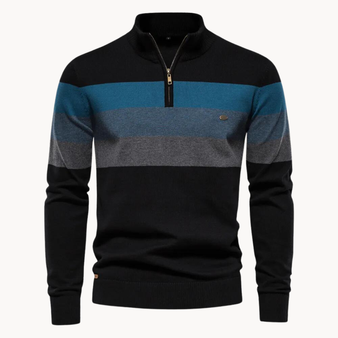 Aurullo - Komfortabler Pullover mit halbem Reißverschluss