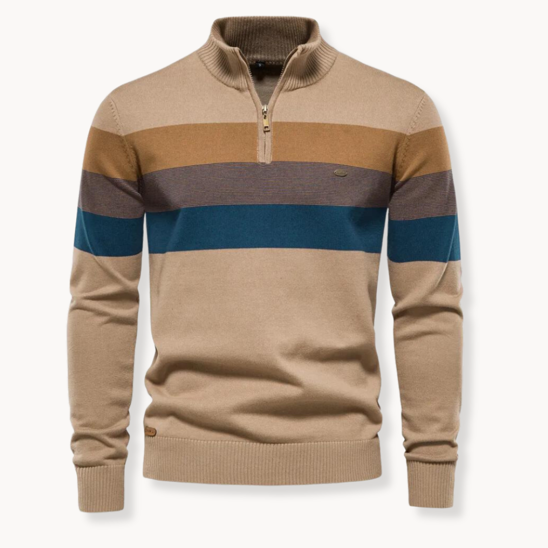 Aurullo - Komfortabler Pullover mit halbem Reißverschluss
