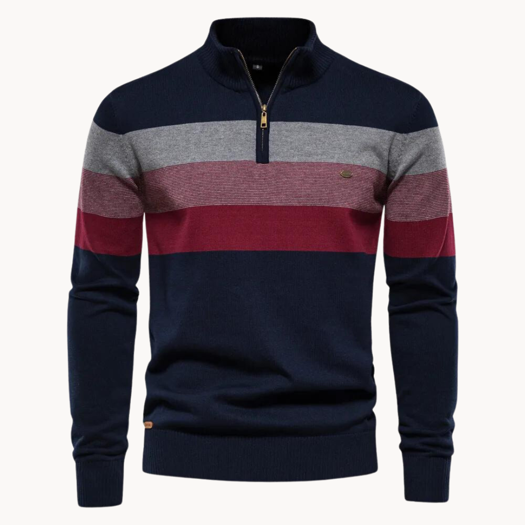 Aurullo - Komfortabler Pullover mit halbem Reißverschluss