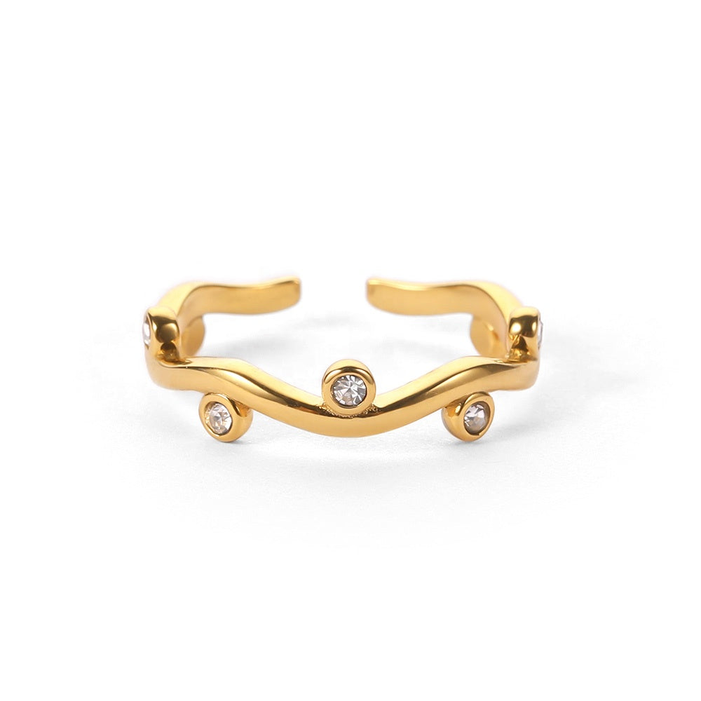 Willow – Goldring in Blattform mit anpassbaren Zirkonia