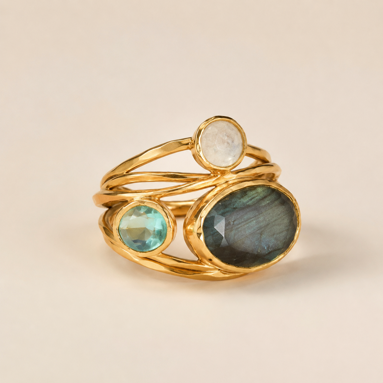 Miranda – Vintage-Ring mit blauen Mondstein
