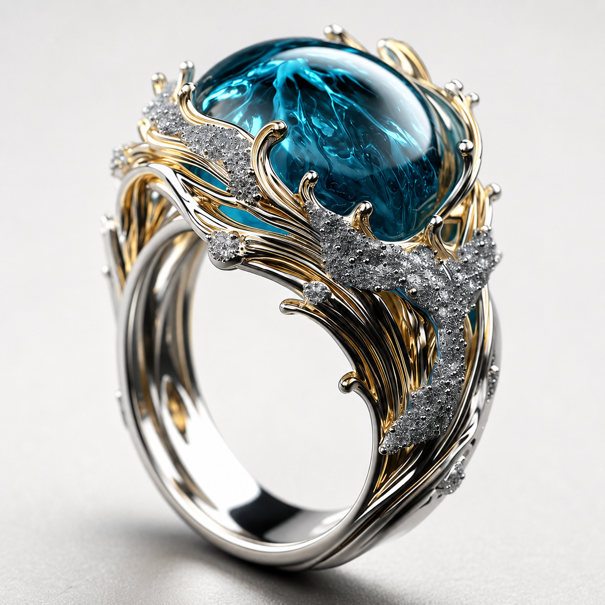 Selena – Vintage Ring aus ozeanischem Glas