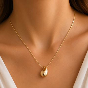 Große Tropfenwasserhalskette - Goldene Kette mit Tropfenanhänger