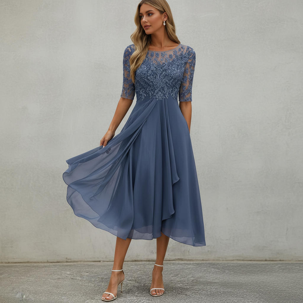 Yara - Stilvolles Chiffon-Midikleid