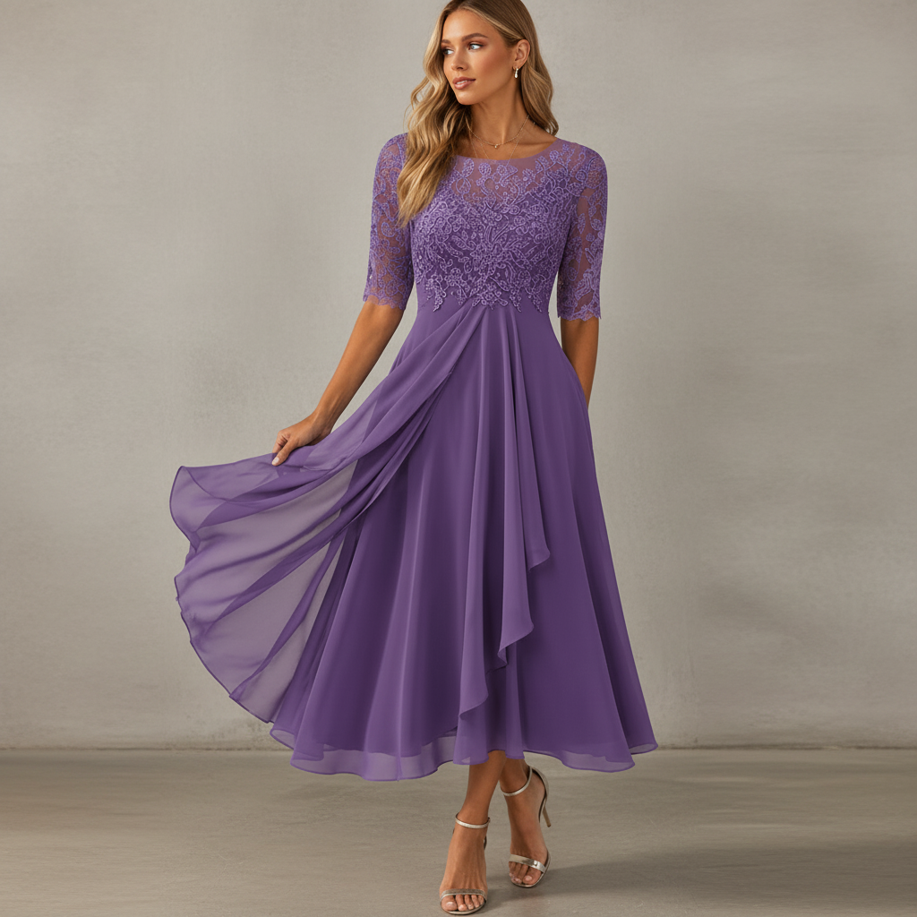 Yara - Stilvolles Chiffon-Midikleid