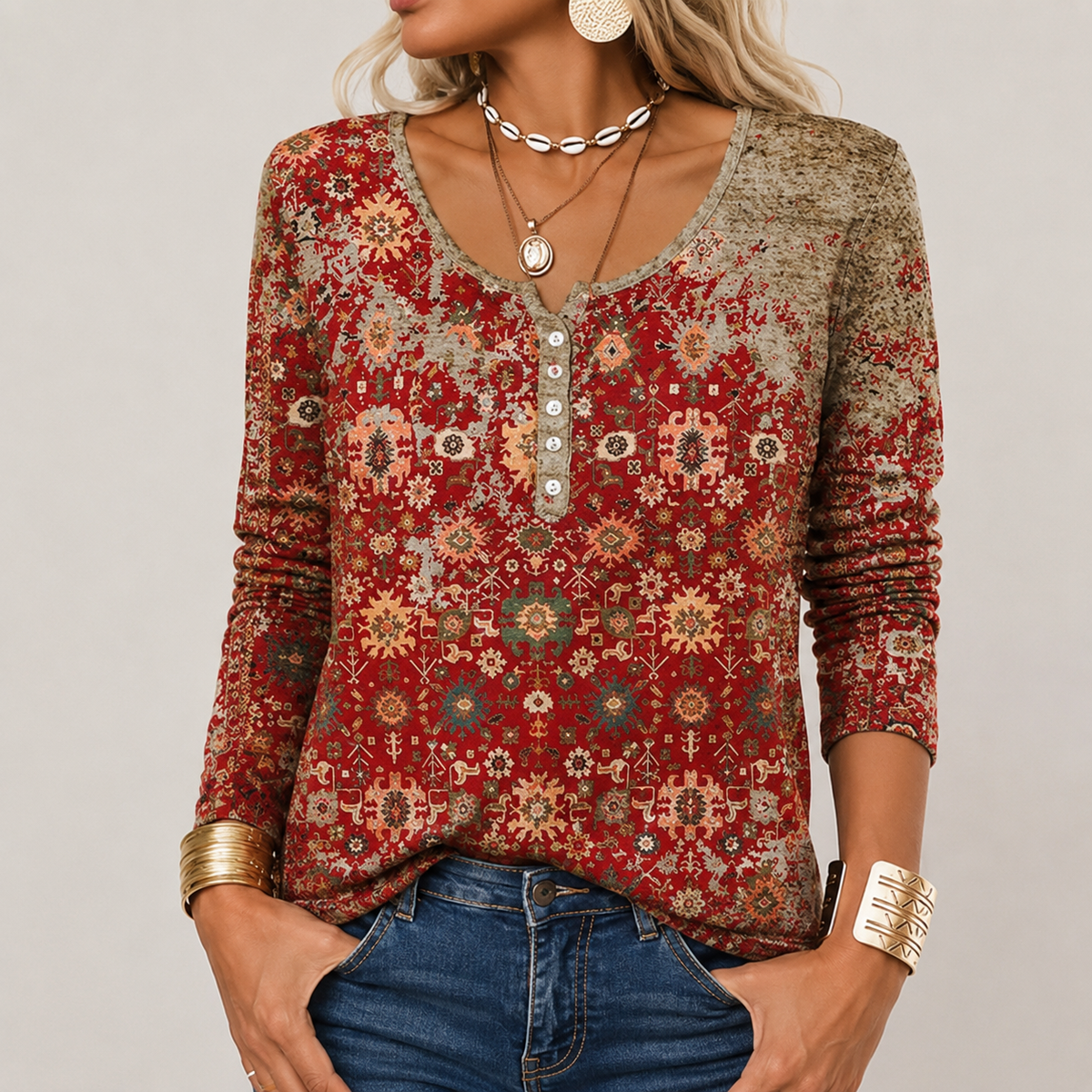 Hilde - Trendiger Pullover mit Aztekenmuster